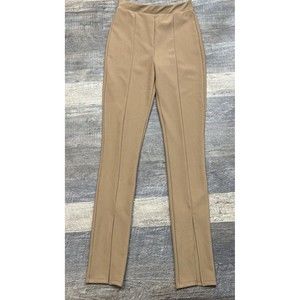 Zara Pull On Front Center Seam Pants Solid Tan Stretch Women's Size L